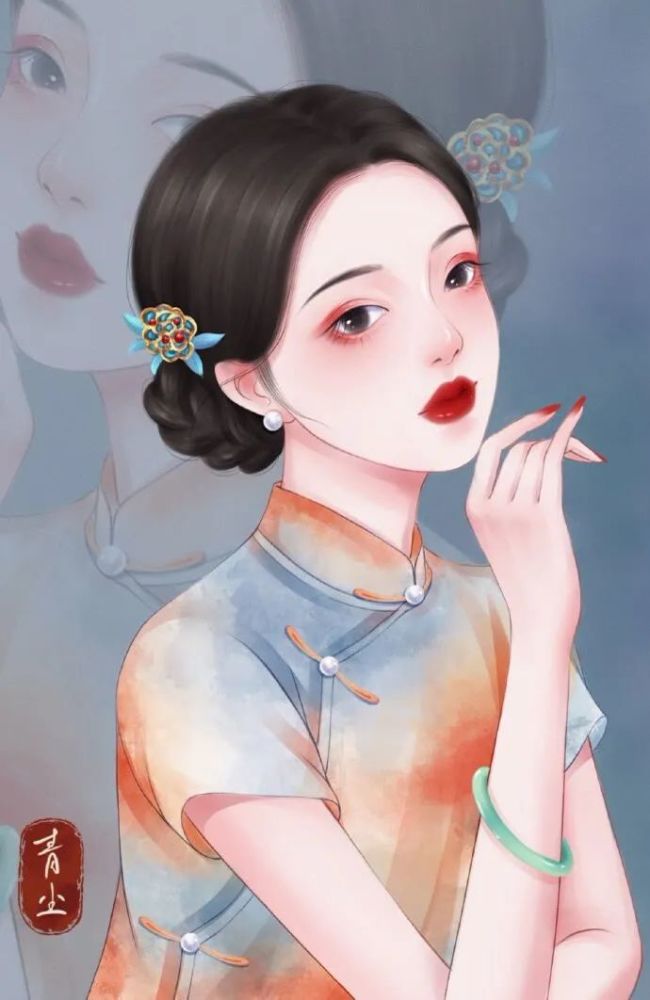 头像复古民国风民国风旗袍民国风女头旗袍女生头像