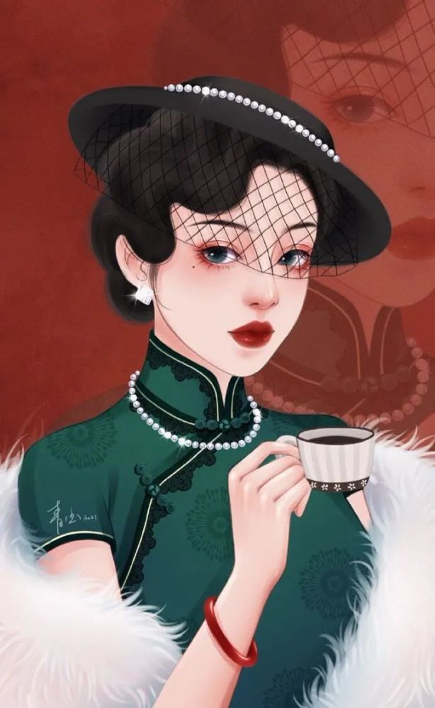 头像复古民国风民国风旗袍民国风女头旗袍女生头像