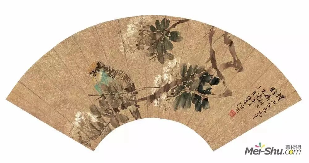 9釐米《荷塘消夏》 任伯年 1860年 30×33.8釐米《枇杷貓雀圖》 任