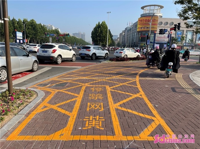 淄博高新区一路口新增多处黄色网状线
