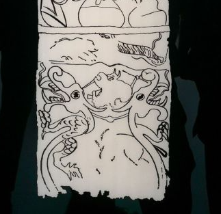 金雀山帛画(地下)在金雀山帛画的最下边,是有两条长龙的冥界.