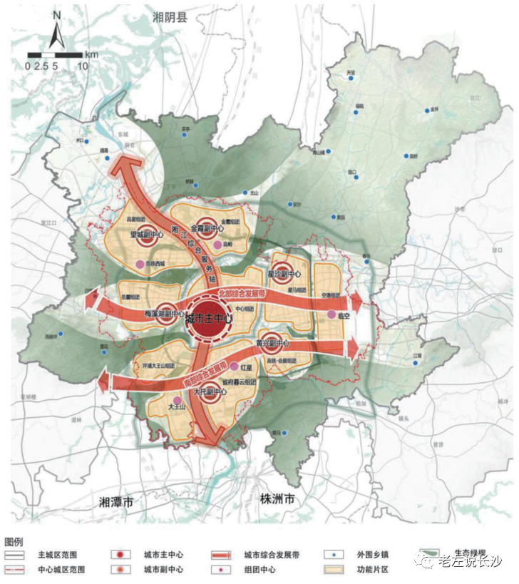 一江两岸一核多心六大组团中心长沙国土空间规划公示