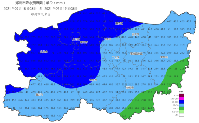 郑州本轮降水集中在19日,最大小时雨强30～40毫米