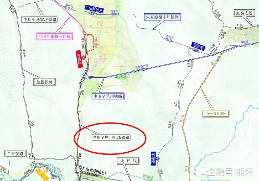 兰州中川机场铁路第6条是兰州中川国际机场综合交通枢纽环线铁路:该