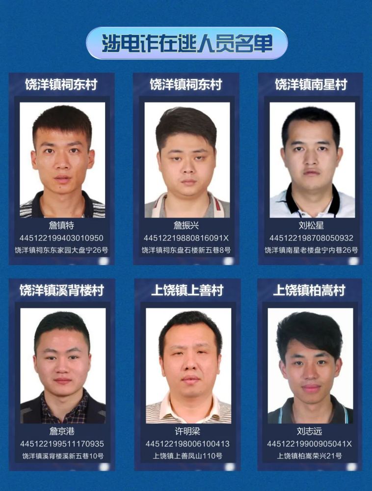 饶平警方发布通缉黄冈钱东所城等地在逃人员名单曝光请投案自首