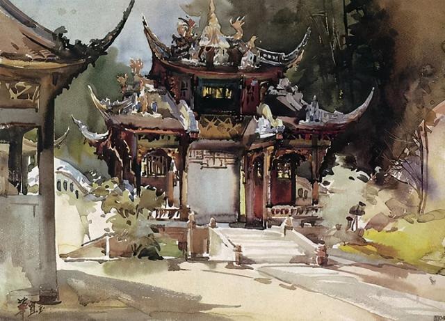 清华"才女"画家华宜玉:笔下古建筑国风十足(赏析)