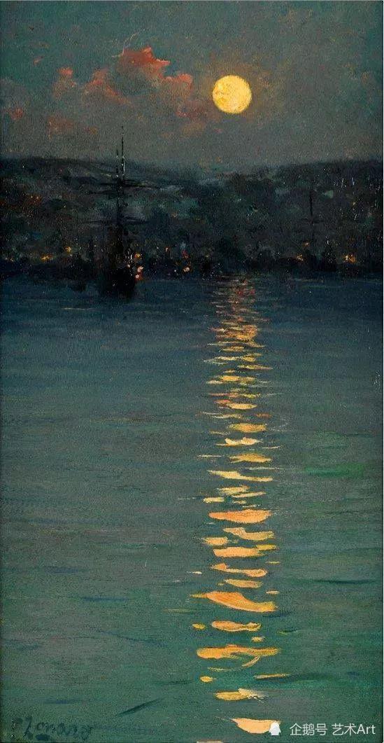 【油画欣赏】月光如水,这是我见过最美的月亮油画!