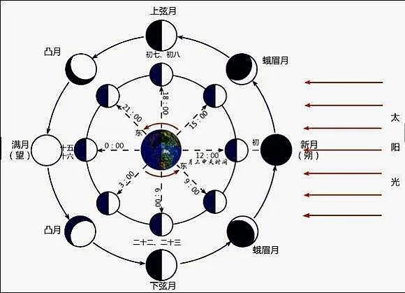 月相变化与「朔望」.图片来源:https://www.163.