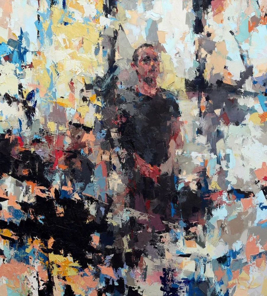 他将杂碎的色块,厚重的纹理,融于画中的人物_腾讯新闻