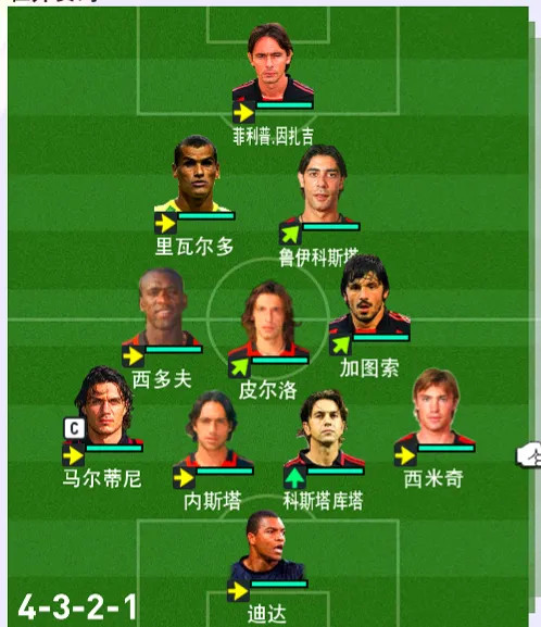让四人同时上场打造出了经典的4-3-2-1圣诞树阵型,即是中场皮尔洛