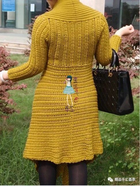 颇有欧美大牌风格的钩针外套有织法步骤图