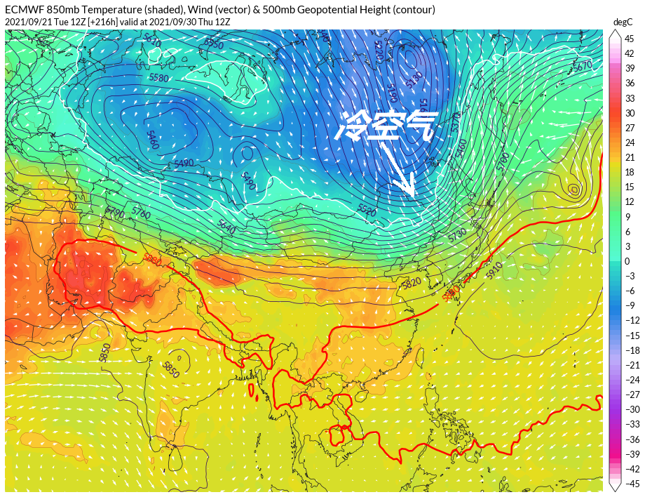 上空的西风带将出现剧烈振荡,这将导致不少冷气团从北极圈内泄漏,堆积