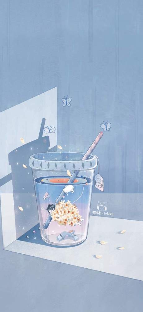 小清新文艺风插画壁纸猫矮爆款