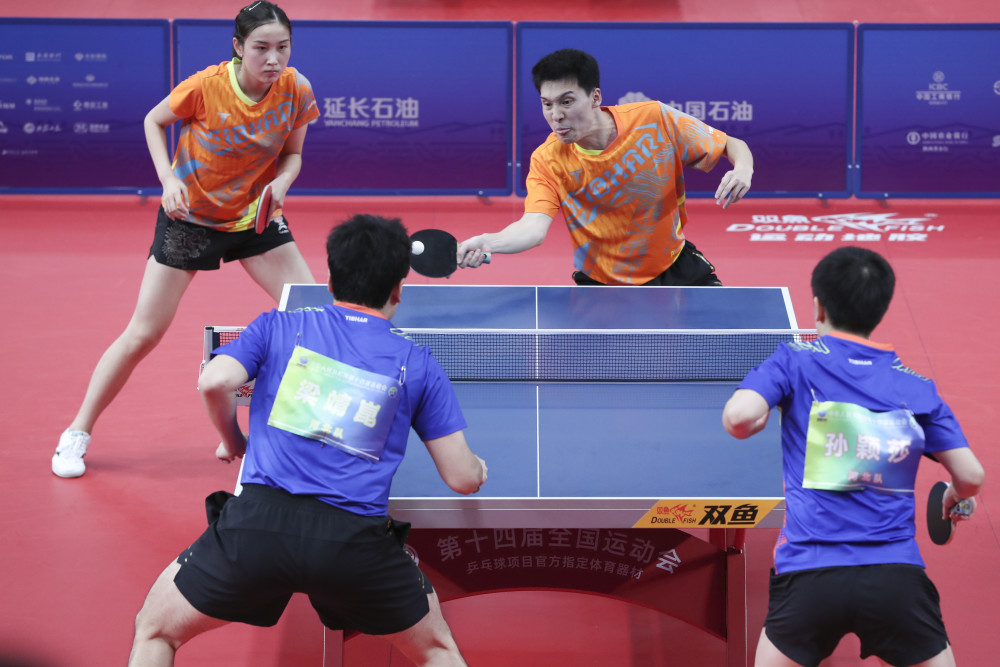 (全运会)乒乓球——混合双打:江苏队组合孙闻/钱天一晋级四强_腾讯新