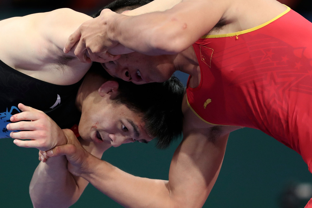 全运会摔跤男子自由式86公斤级前卫体协队选手林祖沈夺冠
