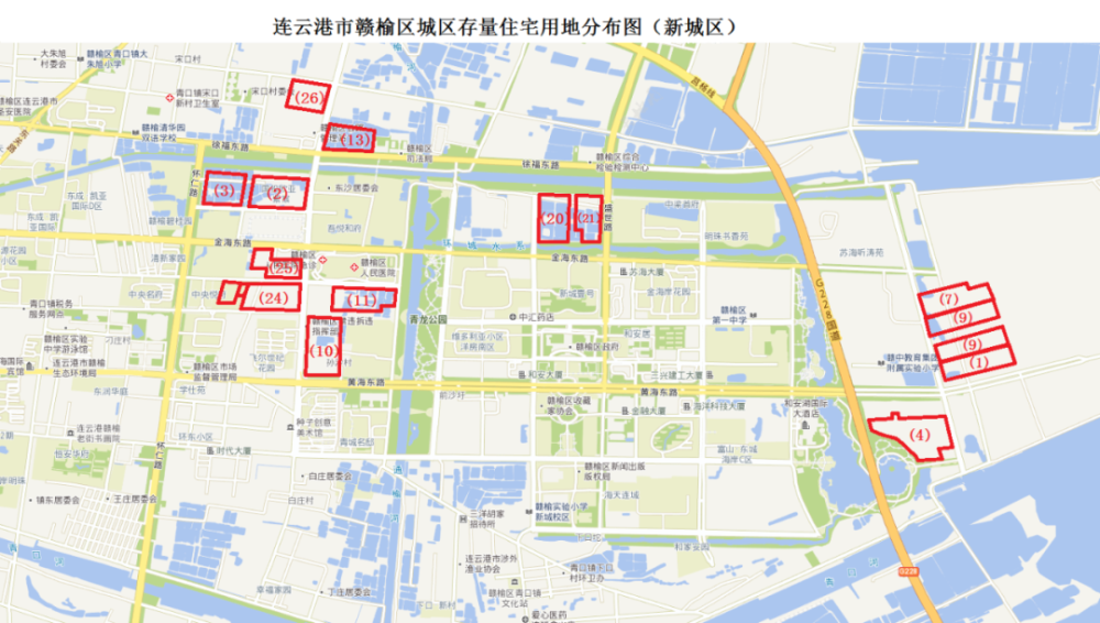 有你新家吗赣榆城区存量住宅用地分布图共涉及22个小区27块地