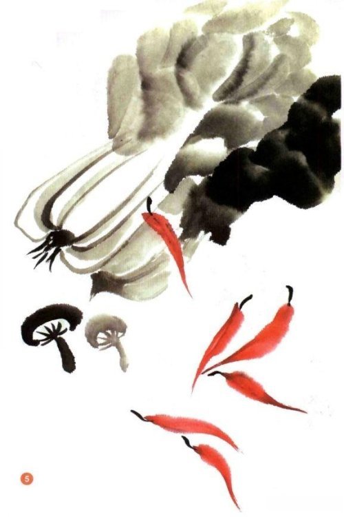 写意蔬果入门画法——白菜辣椒