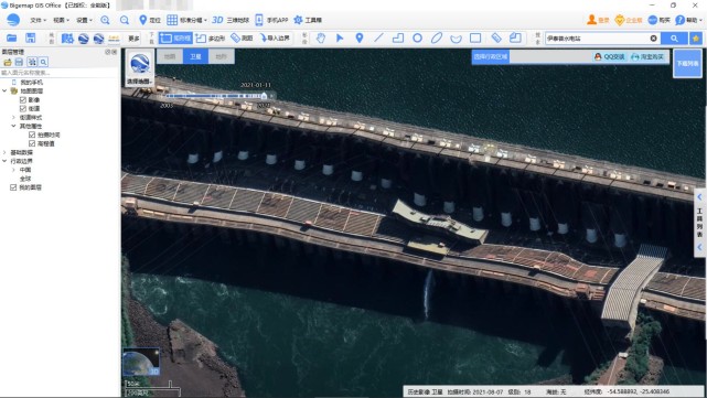 白鹤滩大坝(卫星地图来源:bigemap大地图) 八, 乌东德水电站位于