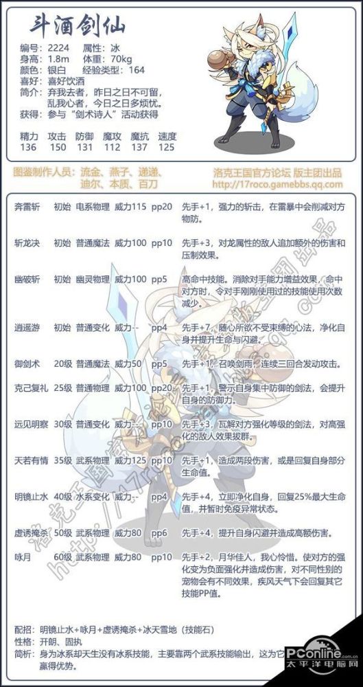 洛克王国斗酒剑仙技能表图鉴