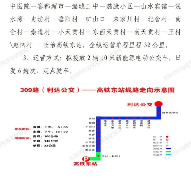 長治擬開通633路645路309路公交線路