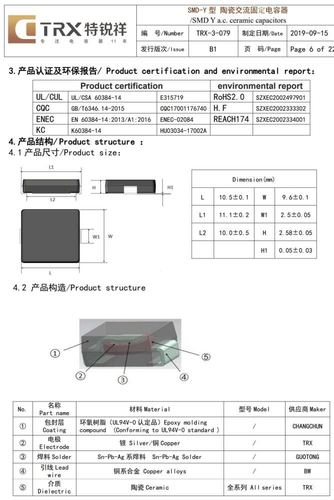 特锐祥推出大容量贴片安规y1电容新品最大10000pf