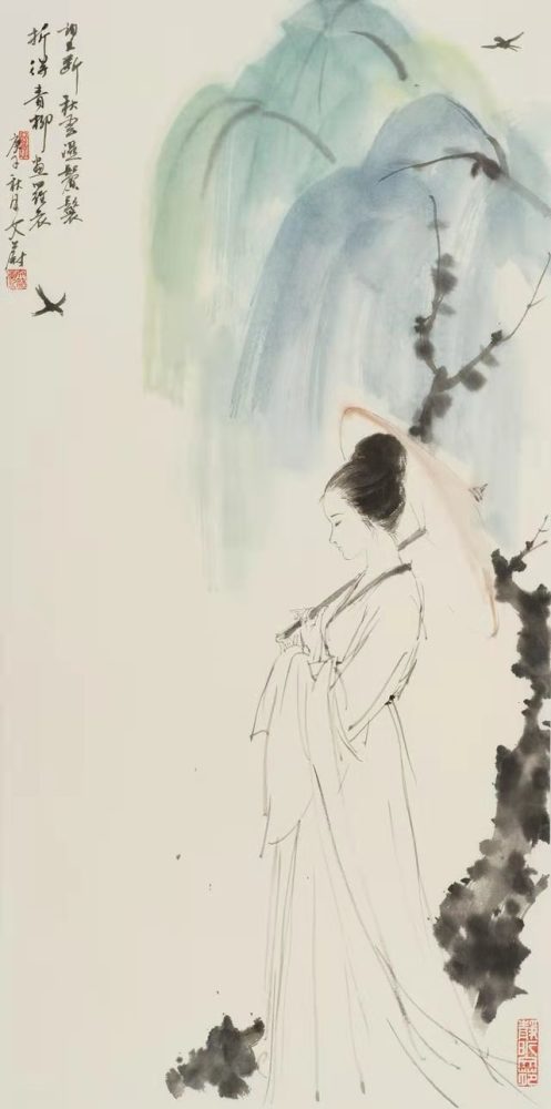 艺术清雅脱俗清水芙蓉文蔚女士人物画艺术赏析