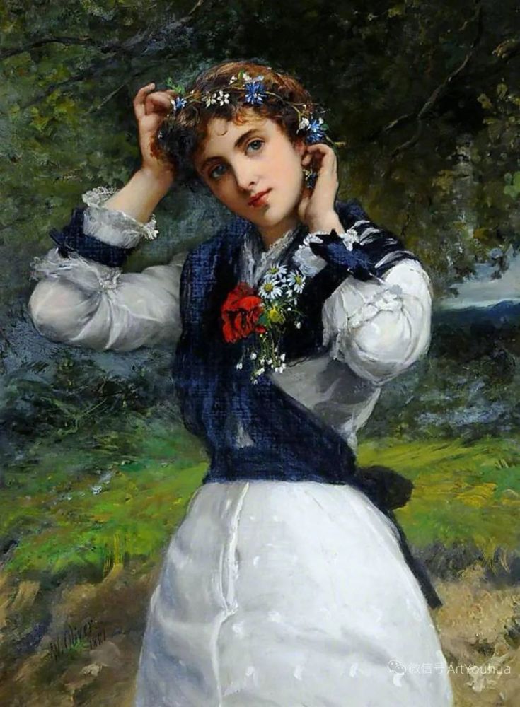 纯情与美丽英国画家威廉奥利弗女性人物油画作品欣赏