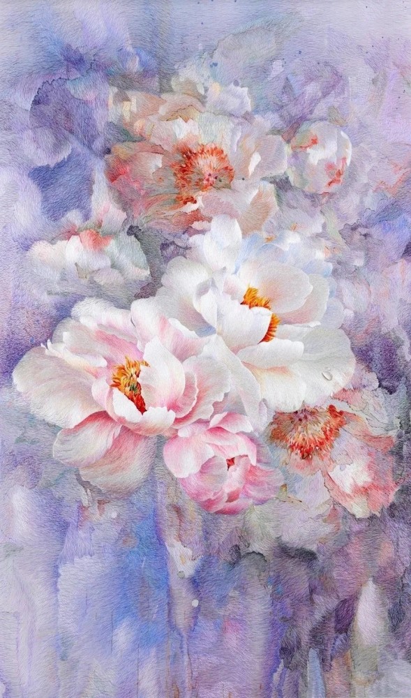 苏绣美图要记得微笑一定会美好一定会找到