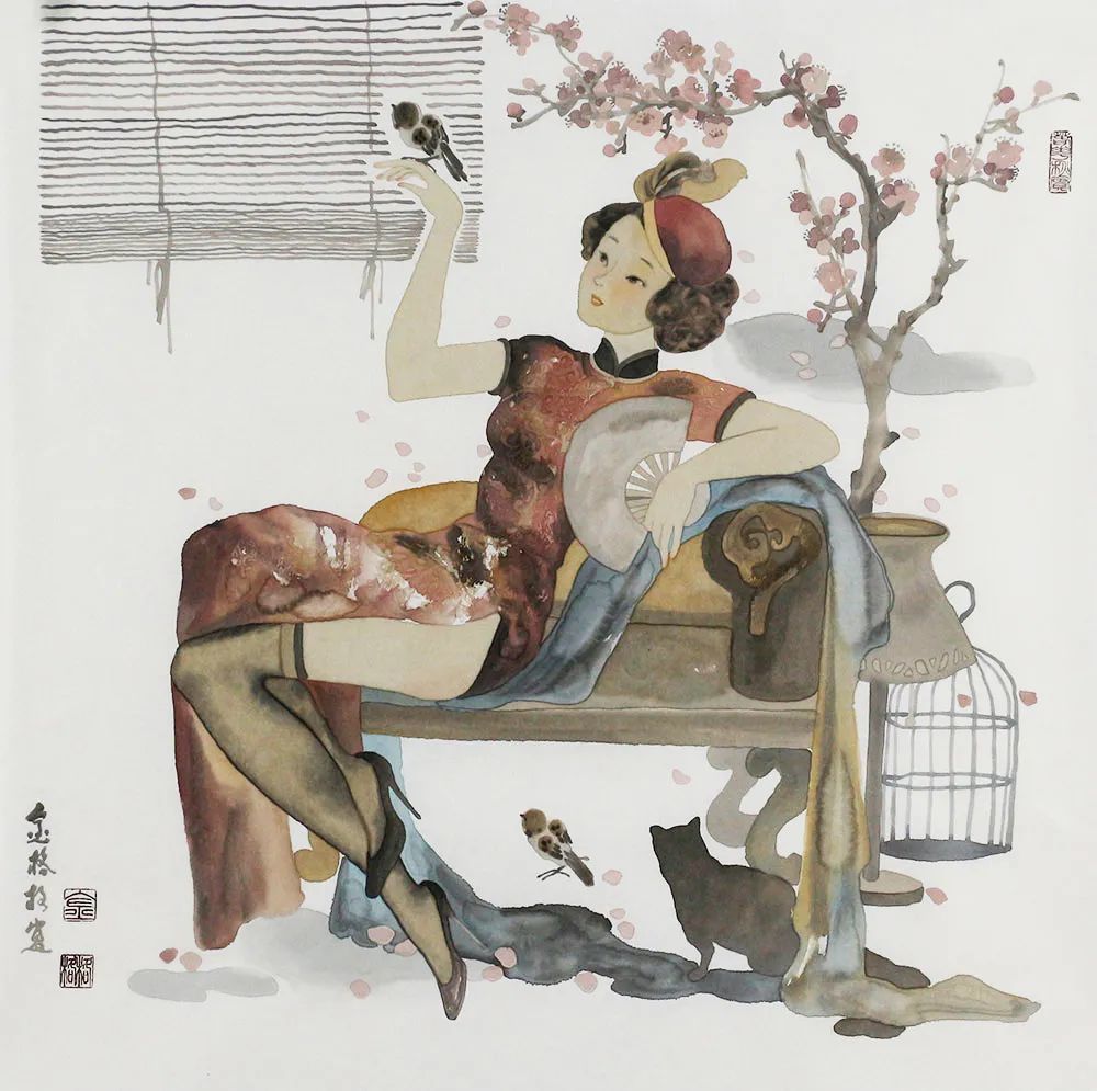 99张水墨美人图清雅空灵贵气水墨韵味跃然纸