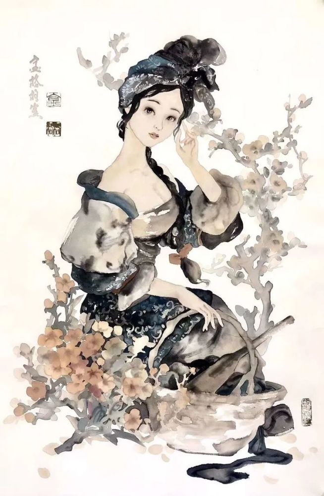 99张水墨美人图清雅空灵贵气水墨韵味跃然纸