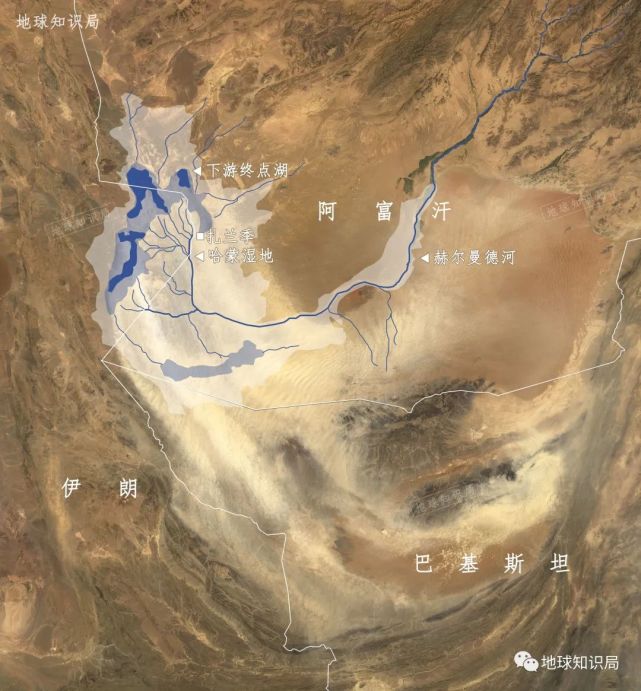 甚至消失其大小变化都取决于水量有多大赫尔曼德河的内陆三角洲,哈蒙