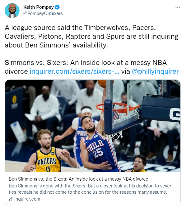 篮网 今日NBA-费城记者直言西蒙斯被高估，库里疑似不满勇士减少投入