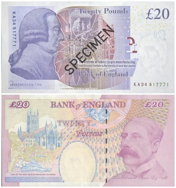 英国20英镑纸币经济学鼻祖亚当斯密登上票面