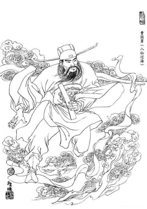工笔白描图稿八仙与四美