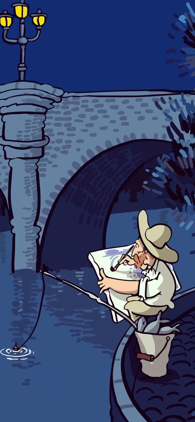 梵高先生系列全面屏插画壁纸