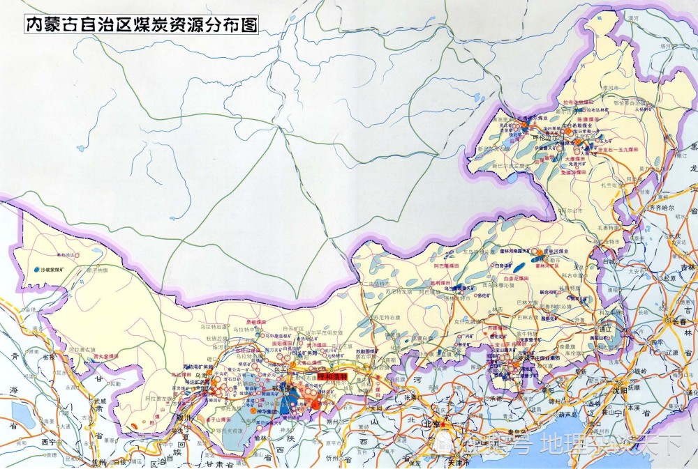 内蒙古大部分的煤炭资源储量集中分布于鄂尔多斯市的东胜煤田和准格尔