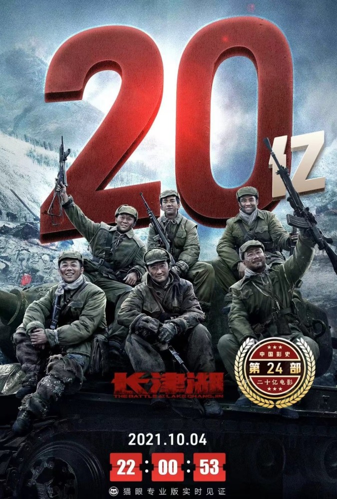 6天砍下21亿，《长津湖》胜过沈腾新片成为票房王，央视下场宣传