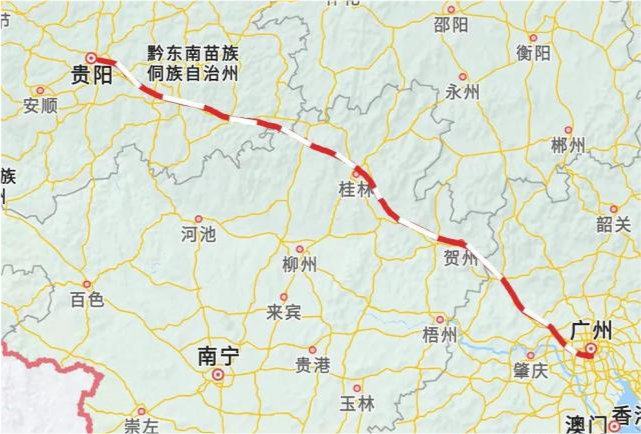 貴廣高鐵原名貴廣鐵路,最初的設計標準為國鐵i級電氣化雙線鐵路,設計