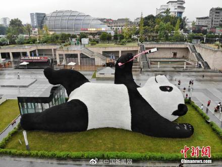 大可爱四川12米高自拍大熊猫雕塑