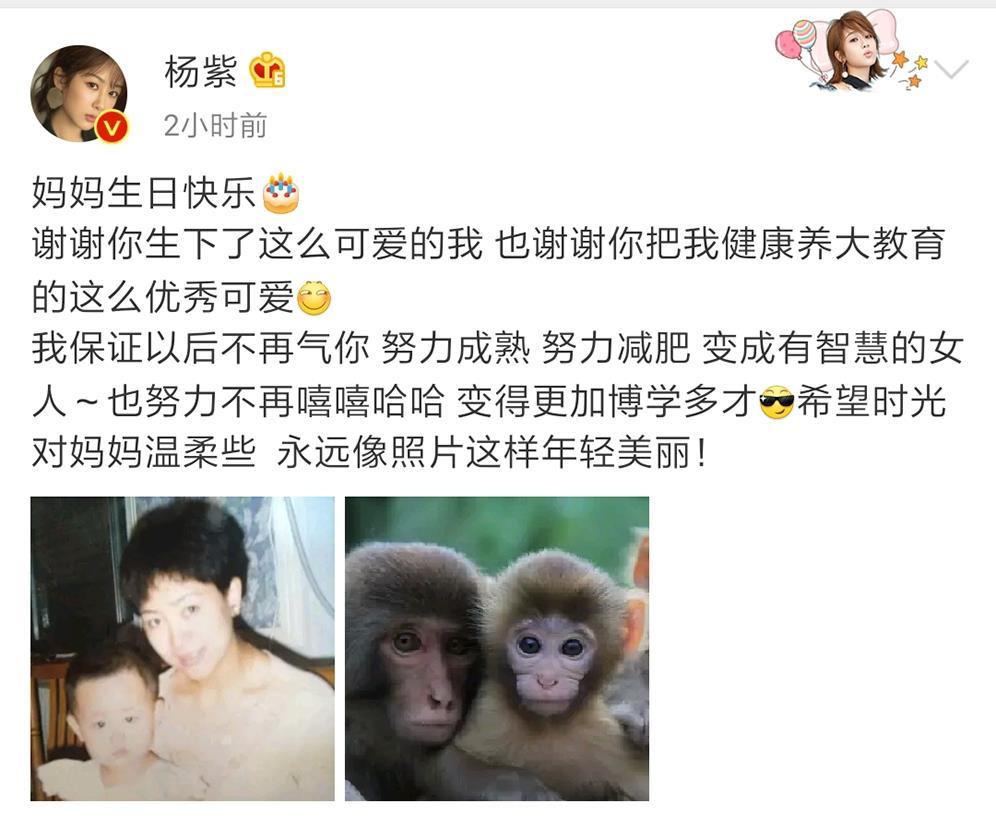 杨紫父女合照图片