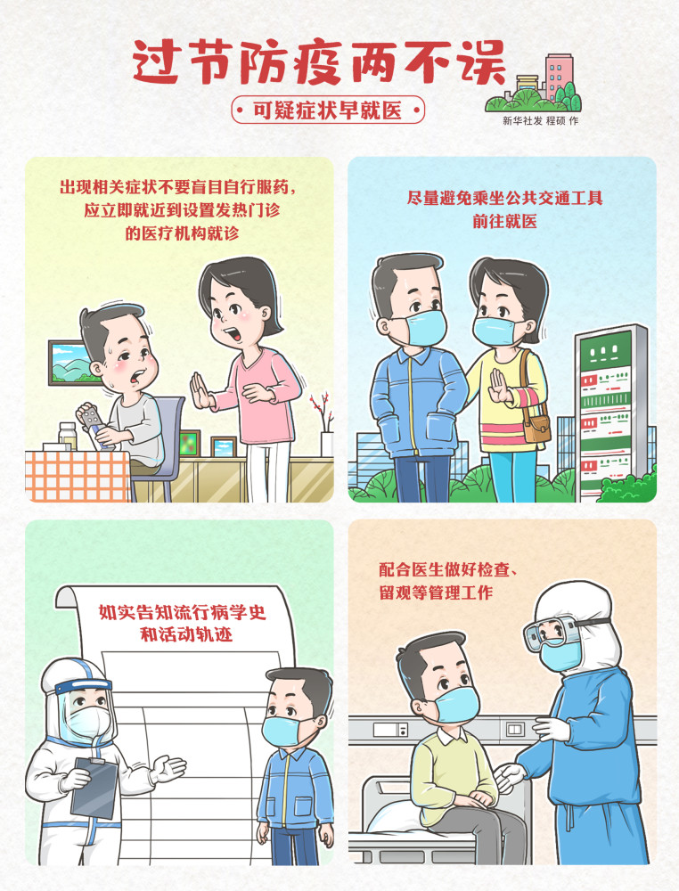 (图表·漫画)【祖国颂】过节防疫两不误——可疑症状早就医(横版)
