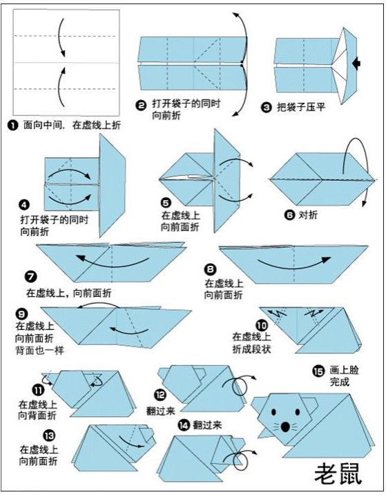 老鼠折纸简单方法图片