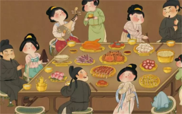 唐朝宴饮最后,与作者吴承恩家乡的饮食习惯有关.