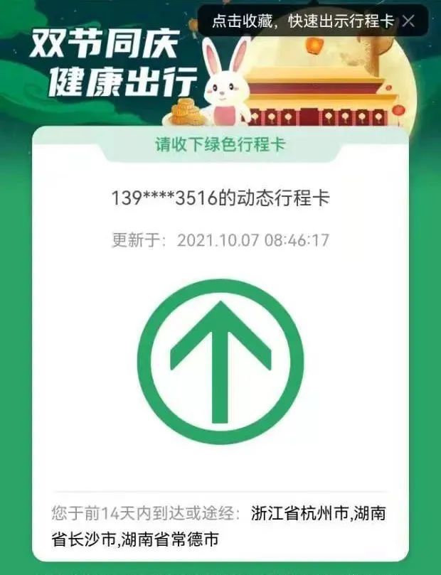 假期结束行程码出示一下