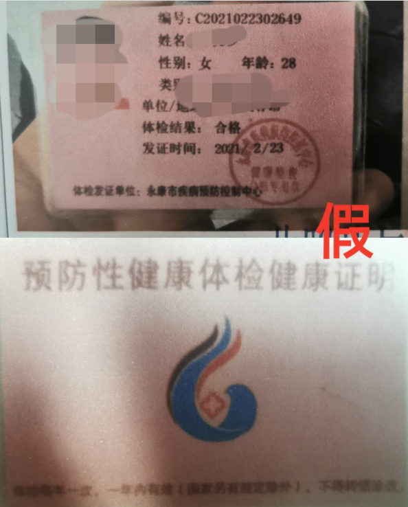 使用假健康证永康一美容店被查处
