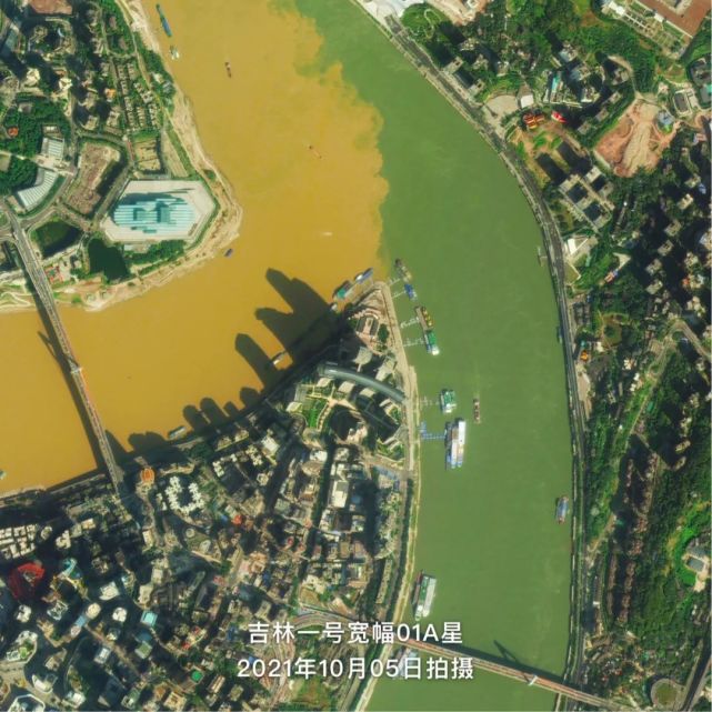 卫星目击重庆两江交汇现鸳鸯锅景观