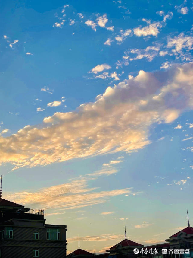 白云朵朵晚霞飞济南夕阳无限好