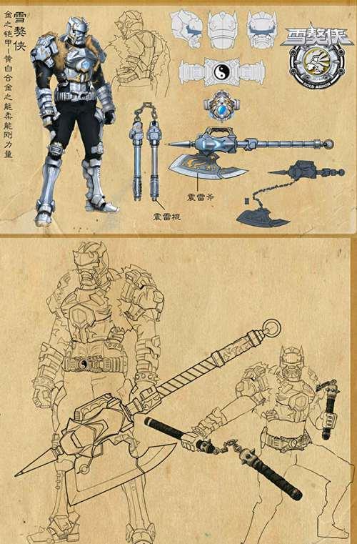 铠甲勇士设计图公开:雪獒侠拥有斧子和双截棍,裂地刀从背部取出_腾讯