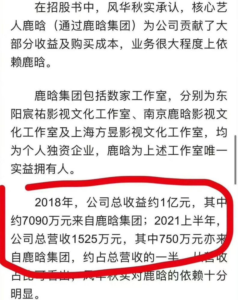 准上市公司披露：鹿晗一个人养活一个公司，今年营收比2018年下滑明显