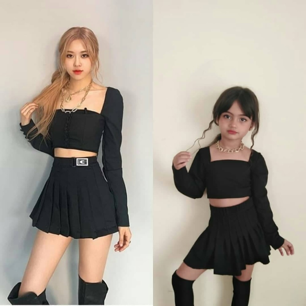 被国外小粉丝秀到了模仿blackpink穿搭太可爱了